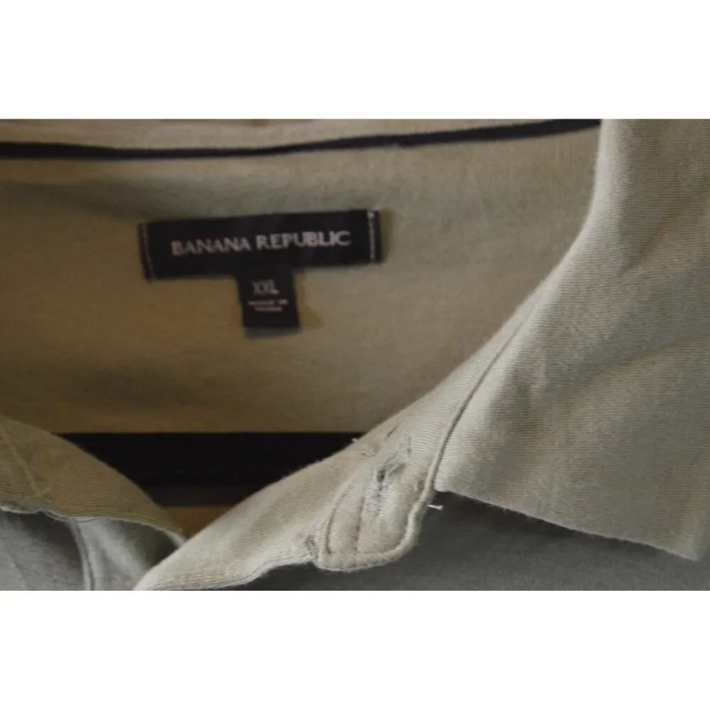 Banana Republic Mens Long Sleeve Luxe Touch Polo Olive Green Shirt XXL / 2XL NWT